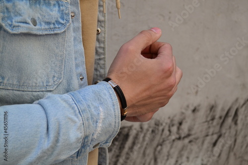 beautiful male hands with bracelet