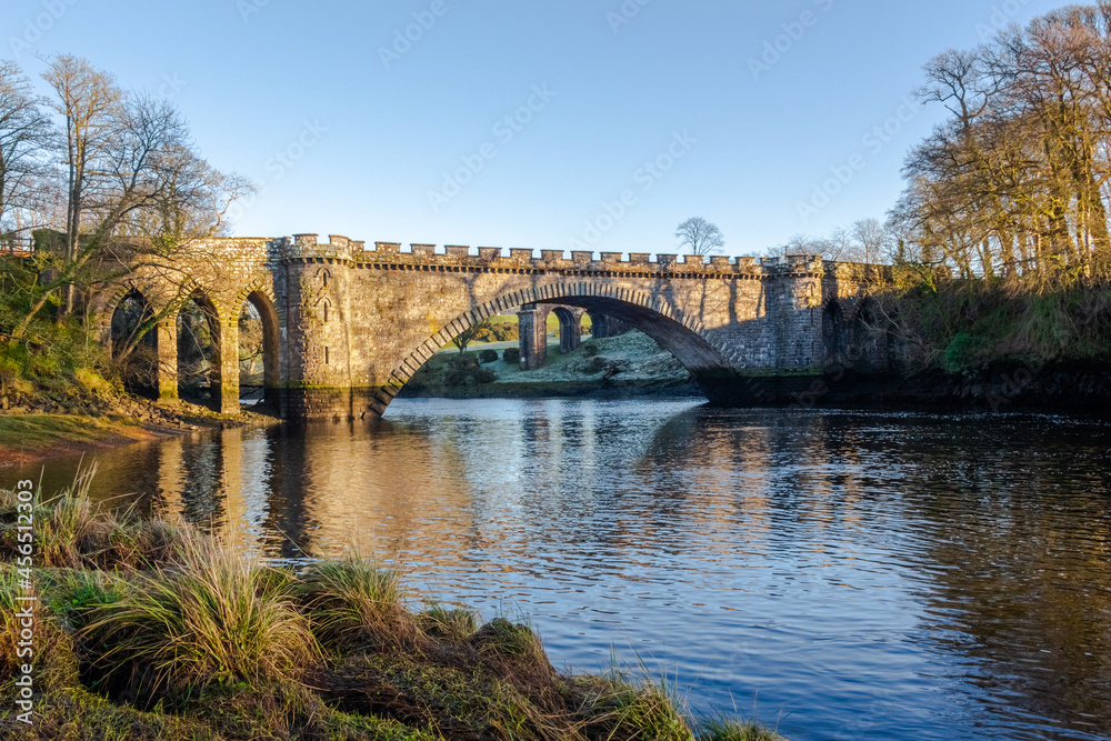 The lower bridge pool on the River Dee at Telford Bridge in Tongland, Scotland