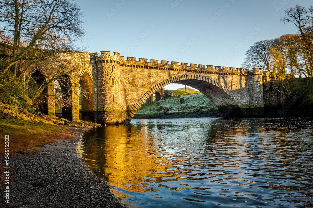 Naklejka premium The lower bridge pool on the River Dee at Telford Bridge in Tongland, Scotland