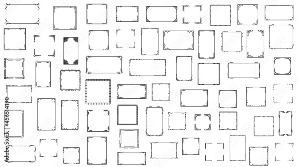 Big Set Black Simple Line Frame Collection Doodle Square Floral Frame Elements Vector Design Style Sketch Isolated Illustration For Banner Big Set Black Simple Line Frame Collection Doodle Square Floral Frame Elements Vector Design Style Sketch Isolated Illustration For Banner