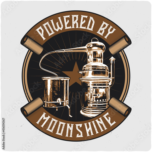 T-shirt or poster design with illustration of distiller photo