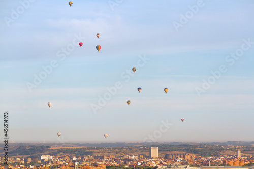 Valladolid. Spain. 09-11-2021. Hot air balloons in the patron saint festivities of Valladolid