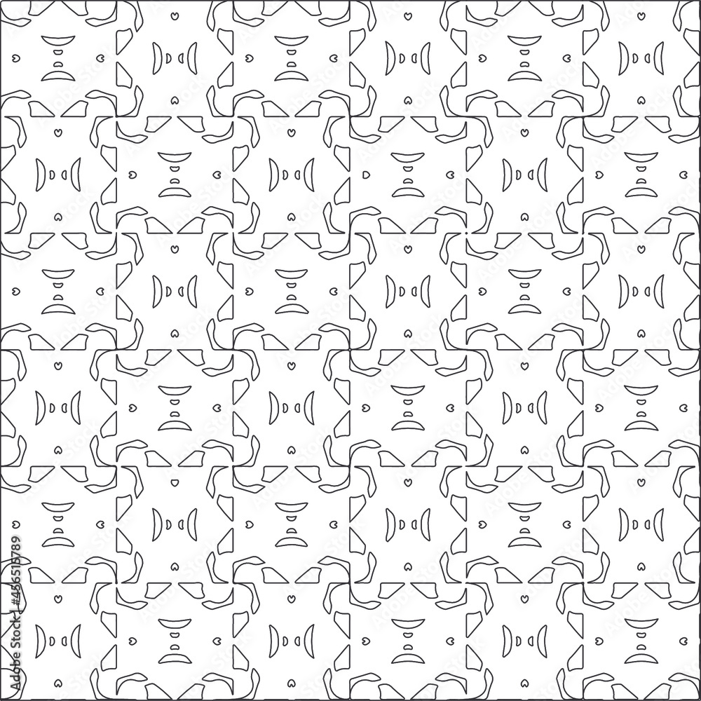 Vector pattern with symmetrical elements . Repeating geometric tiles from striped elements. black patterns.
