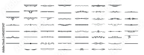Set Black Simple Line Collection Doodle Border Elements Vector Design Style Sketch Isolated Illustration For Banner
