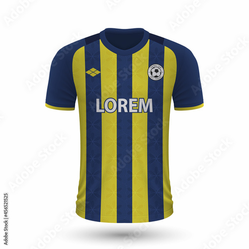 Realistic soccer shirt Fenerbahce 2022, jersey template for football kit. photo