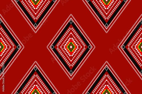 Geometric ethnic oriental seamless pattern traditional Design for background,carpet,wallpaper.clothing,wrapping,Batik fabric,Vector illustration.embroidery style - Sadu, sadou, sadow or sado