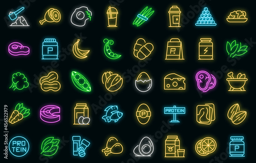 Protein nutrient icon. Outline protein nutrient vector icon neon color on black
