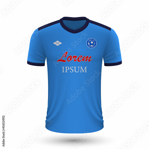 Realistic soccer shirt Napoli 2022, jersey template for football kit