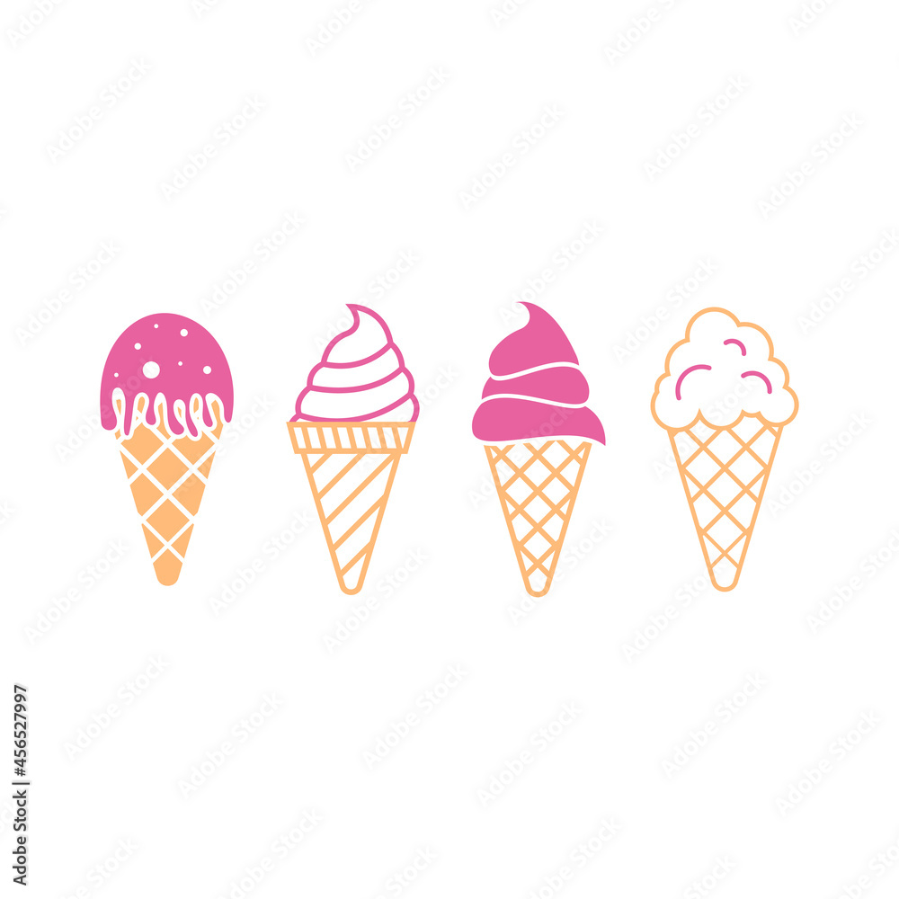 Ice cream cone set icon design template