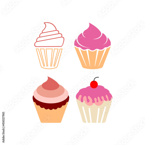 Cupcake set icon design illustration template