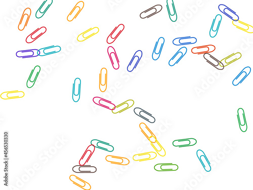 Stationary paperclips isolated on white background
