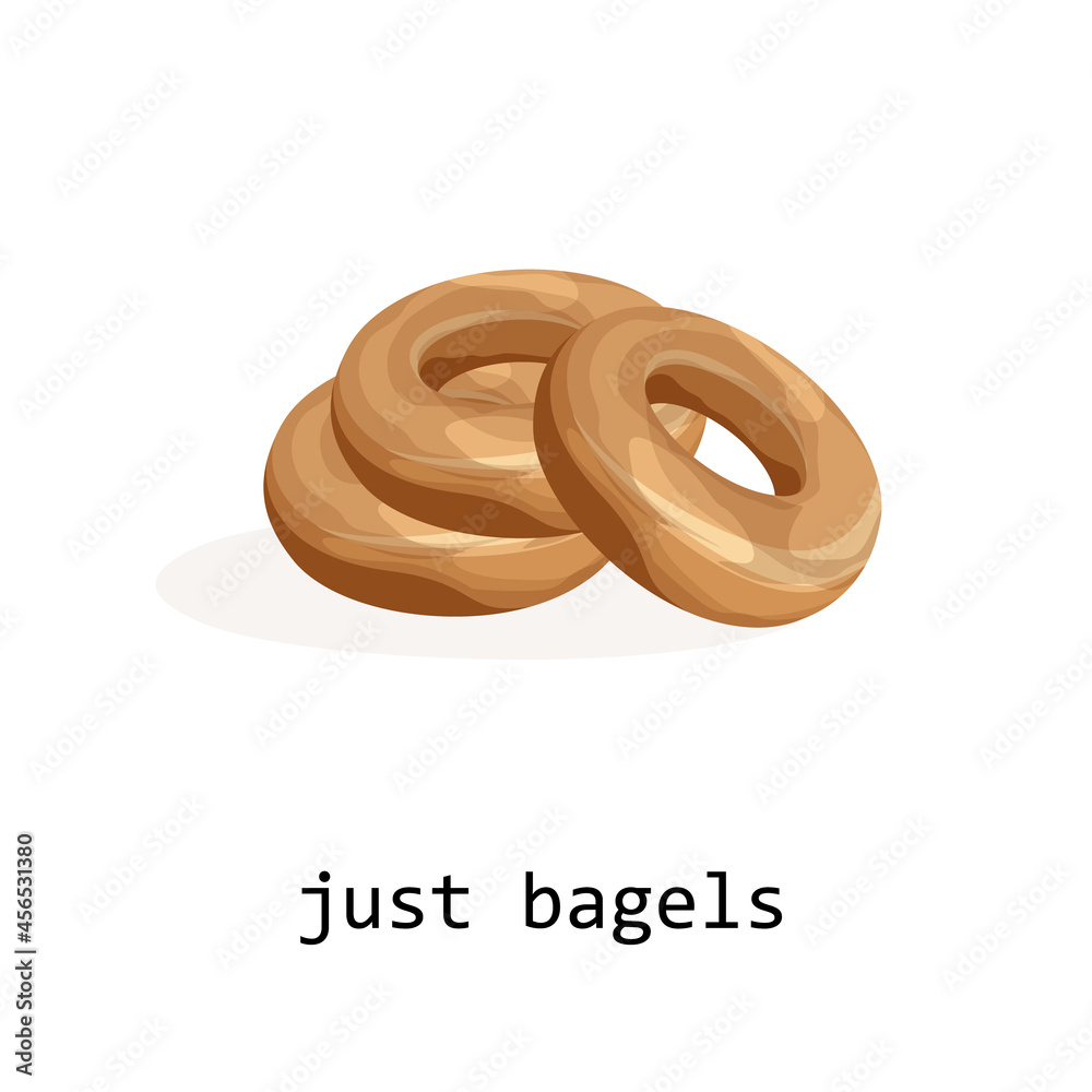 Vector image of bagels isolated on white background. Cartoon style. EPS 10 Vector image of bagels isolated on white background. Cartoon style. EPS 10