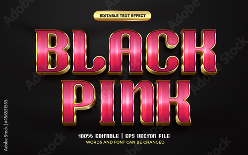 luxury black pink gold 3d editable text effect style template