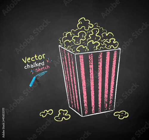 Chalk drawn illustration of pop corn bucket