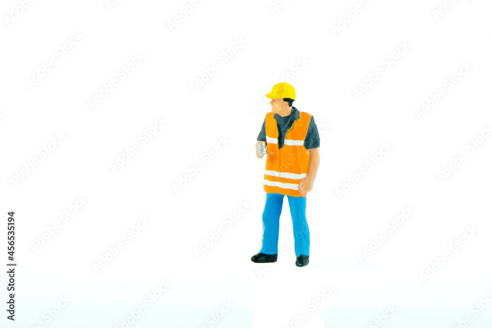 Miniature people office, worker, engineer worker, construction, cook, chief kitchen and traveler concept in variety action on white background