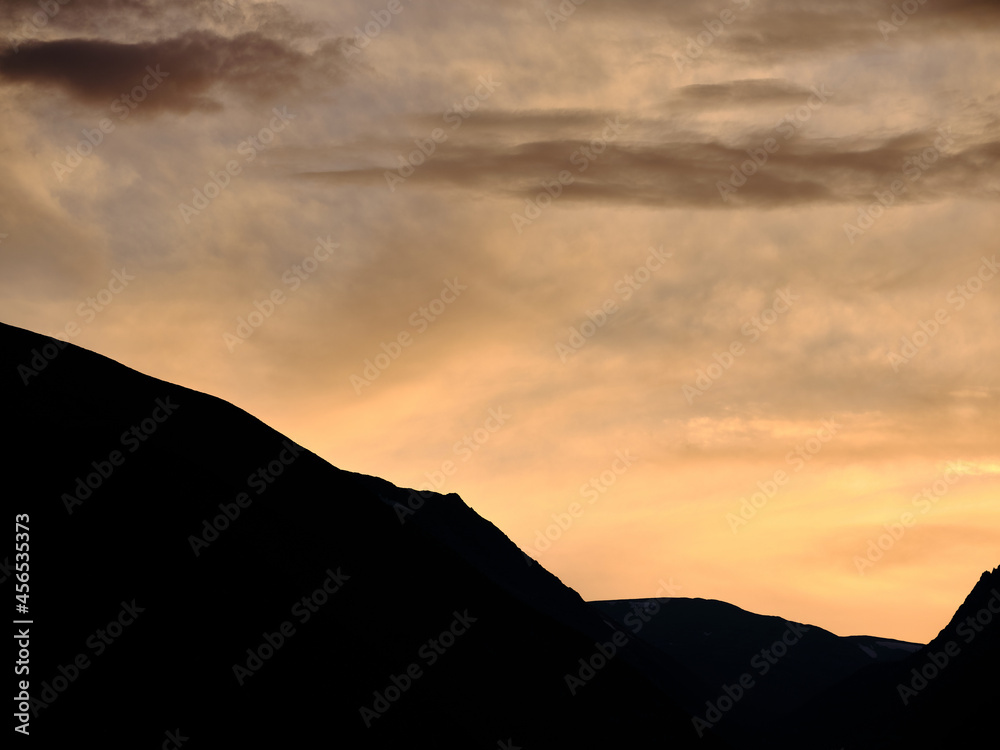 Silhoutte of the Rocky Mountains at sunset