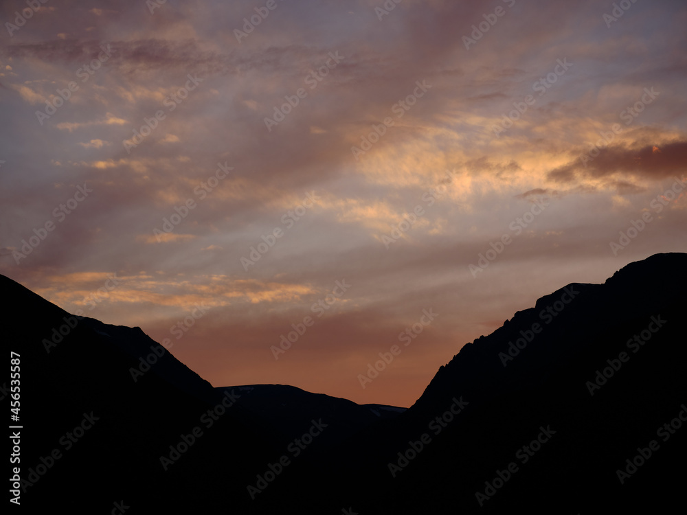 Silhoutte of the Rocky Mountains at sunset