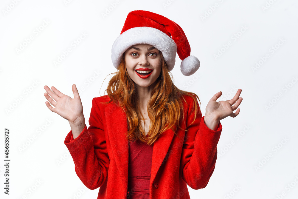cheerful woman dressed as santa fun holiday fashion christmas cheerful woman dressed as santa fun holiday fashion christmas