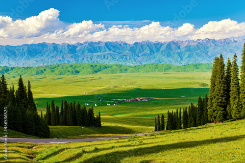 The beautiful scenic of high mountain meadow in Nalati scenic spot, Xinjiang Uygur Autonomous Region, China.