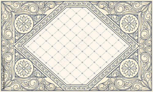 Decorative ornate retro floral blank card