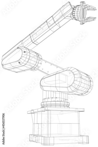 Industrial Robot hand. EPS10 format. Wire-frame Vector created of 3d.