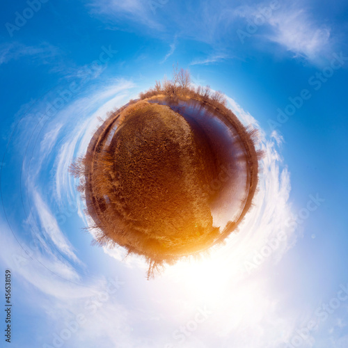 Foto Fall nature spherical panorama, little planet concept