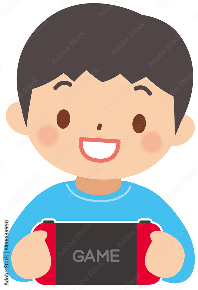 携帯ゲームで遊ぶ子供 男の子 携帯ゲームで遊ぶ子供 男の子