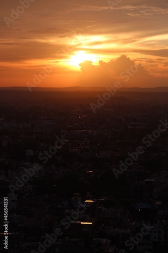 sunset over the city