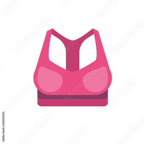 Sporty women's pink top for fitness classes. Vector illustration isolated on a white background.  For a fitness blog, fashion, web illustrations.