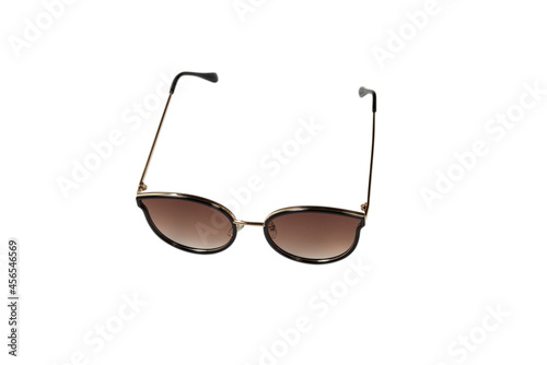 Woman brown trendy sunglasses isolated on a white background.