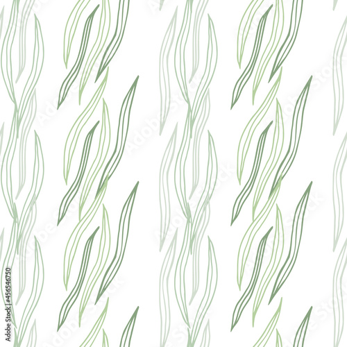 Abstract botanical line shapes seamless pattern