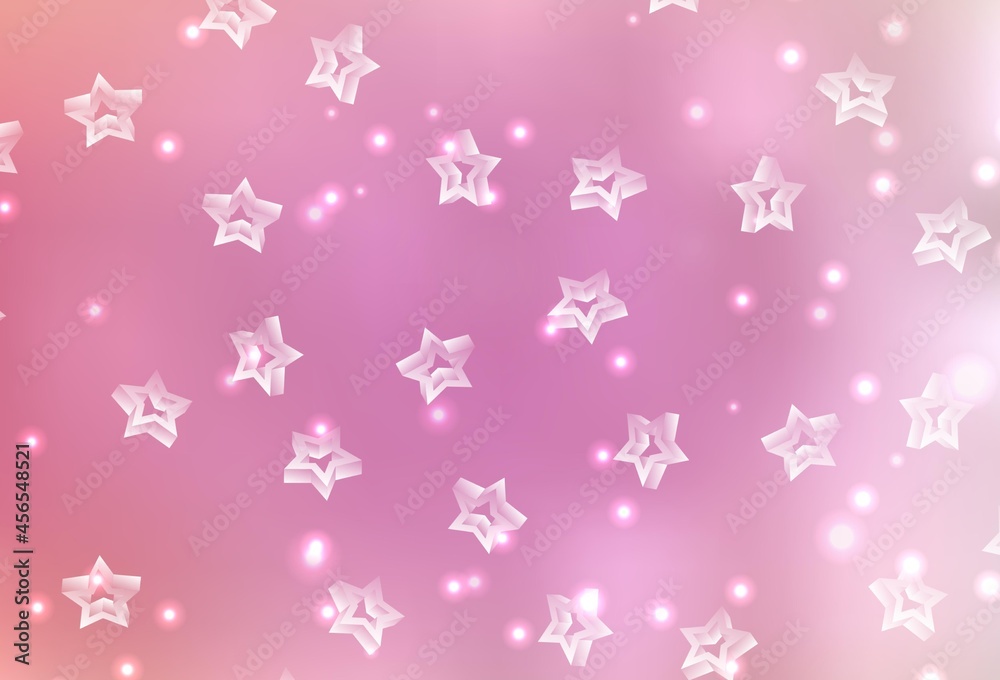 Light Pink vector backdrop with small and big stars. Light Pink vector backdrop with small and big stars.