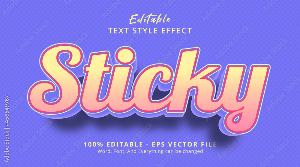 Obraz premium Sticky text on smooth color headline event style, editable text effect