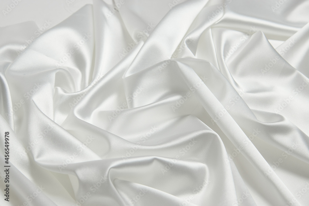 White color silk fabric background, top view. Smooth elegant white silk or  satin luxury cloth texture can use as abstract background with copy space  Photos | Adobe Stock