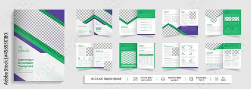 16 page back to school education admission bifold brochure template company profile design 