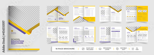 16 page back to school education admission bifold brochure template company profile design 