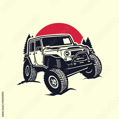 Premium overland offroad 4x4 vehicle illustration vector isolated. Best for overland related industry