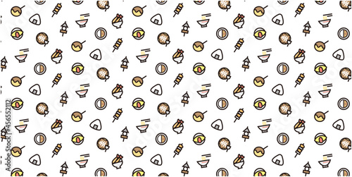 Japanese food icon pattern background for website or wrapping paper (Color icon version)