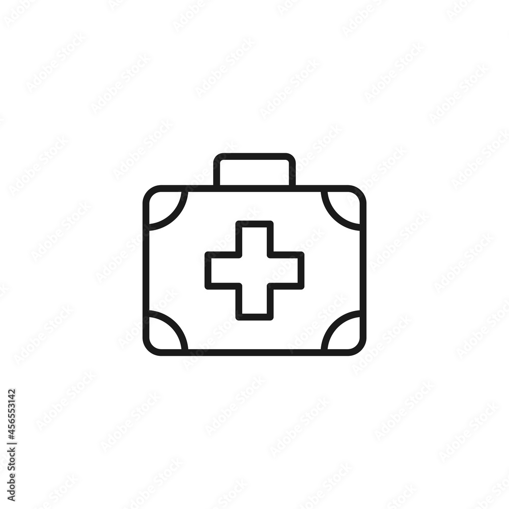 Editable stroke. Vector line icon of first aid kit Editable stroke. Vector line icon of first aid kit