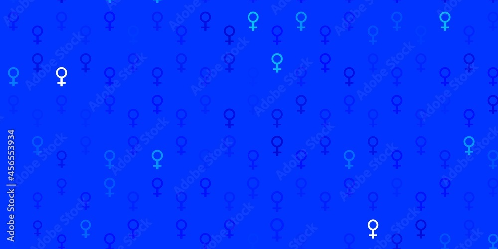 Light BLUE vector template with businesswoman signs.