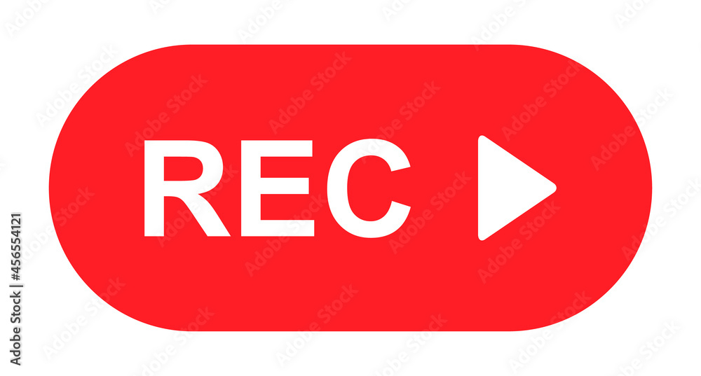 Recording sign button, red app panel, rec, vector symbol isolated on white background Recording sign button, red app panel, rec, vector symbol isolated on white background