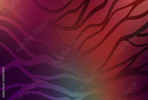 Dark Green, Red vector pattern with curved lines.