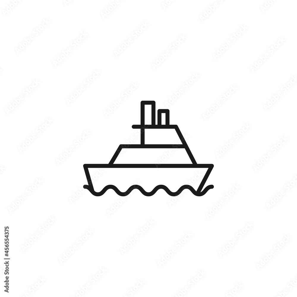 Profession of a sailor concept. Line icon of ship in sea Profession of a sailor concept. Line icon of ship in sea
