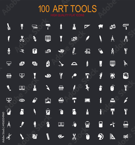 Art tools icons set