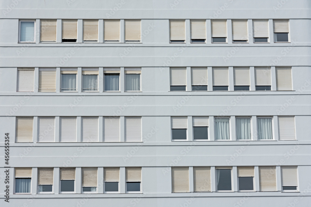 facade of a building with rows of windows