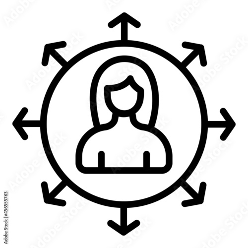 Woman stereotype icon outline vector. Gender gap. Interest inequality