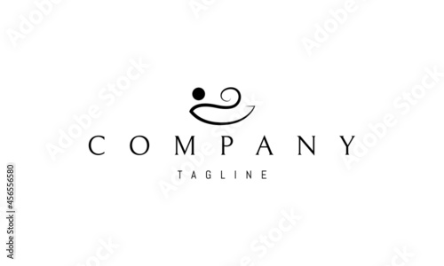 Vector logo on which an abstract image of a person lying in a comfortable bath.