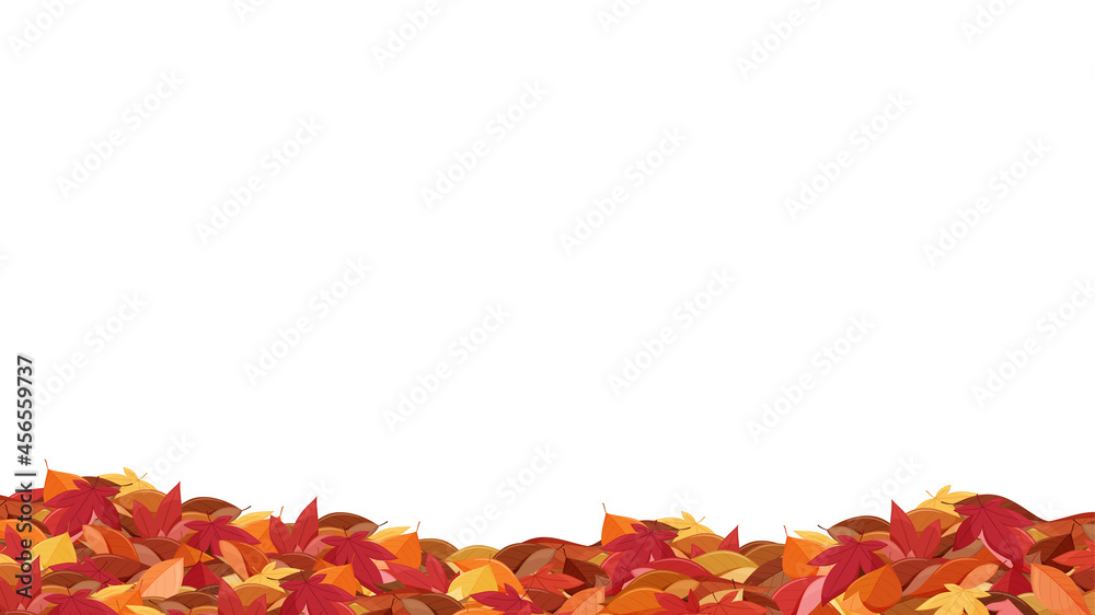 紅葉した落ち葉が積もったイラスト フレーム 16 9 Stock Vector Adobe Stock