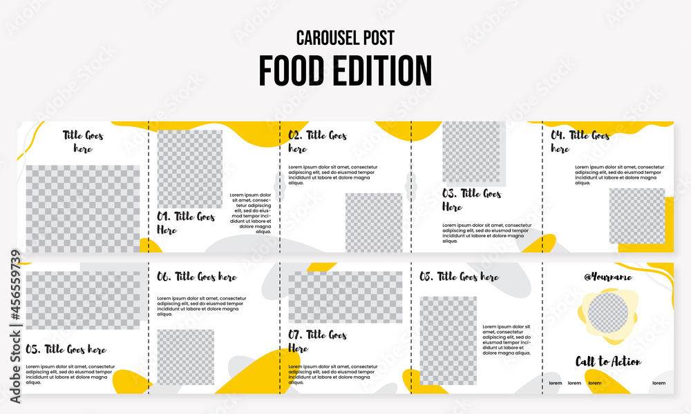 Set of editable square instagram carousel post food engagement and ...