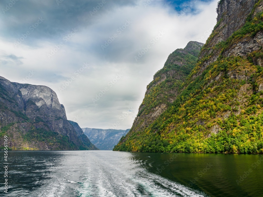 Views from naeroyfjord boat cruise in Norway